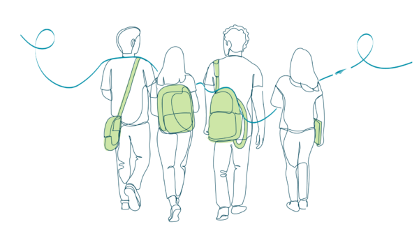 Students walking illustration
